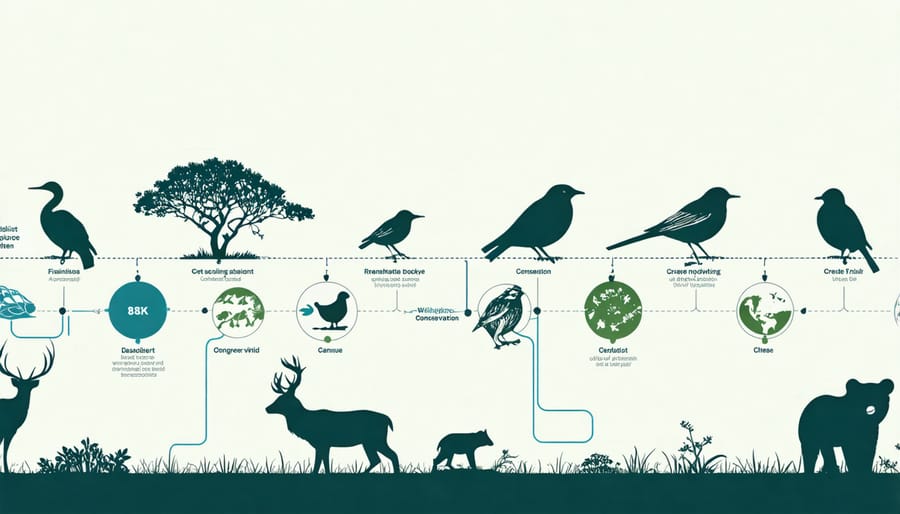 Digital revenue flow chart with wildlife conservation icons and funding allocation visualization